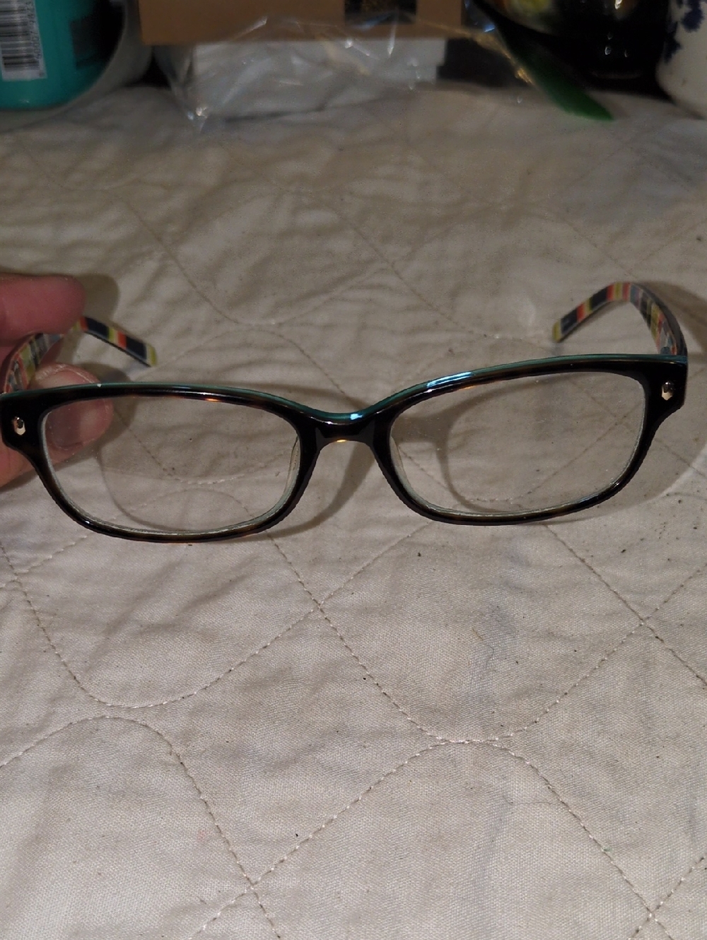 kate spade Lucyann Black and Multicolor Rectangular Glasses